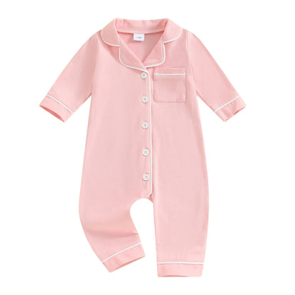 Barboteuse pour bébé garçon et fille, pyjama patchwork, col rabattu, boutons, manches longues, combinaison pour nourrisson, vêtements de nuit printemps-automne