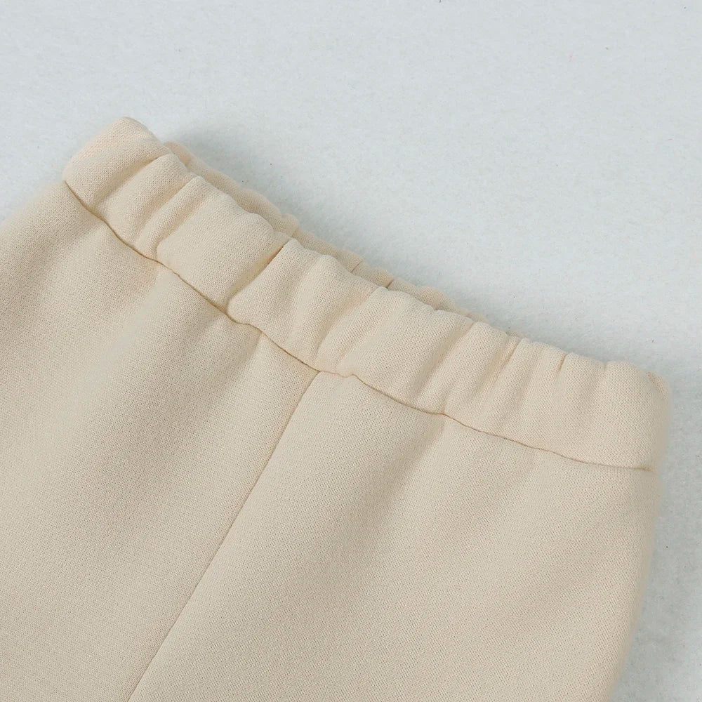 Ensemble de vêtements d'hiver pour bébé garçon et fille, sweat-shirt et pantalon en polaire épaisse brodée de fleurs, survêtement chaud pour enfant, tenue unisexe pour tout-petits, 2025