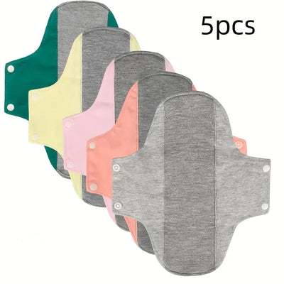 1 ensemble de serviettes hygiéniques lavables en coton graphène de couleur unie, réutilisables et anti-fuites