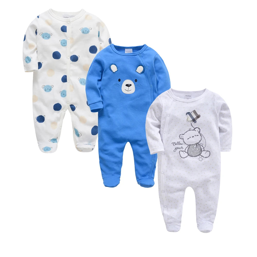 Barboteuse à pois pour bébé fille, lot de 3 pièces, 0 à 12 mois, joli vêtement printemps-automne à manches longues