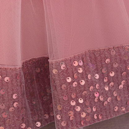 Robe de soirée à paillettes pour petite fille, tenue de bal de fin d'année, de mariage, de Noël, de 1er anniversaire, avec nœud, tenue de princesse en dentelle pour demoiselle d'honneur