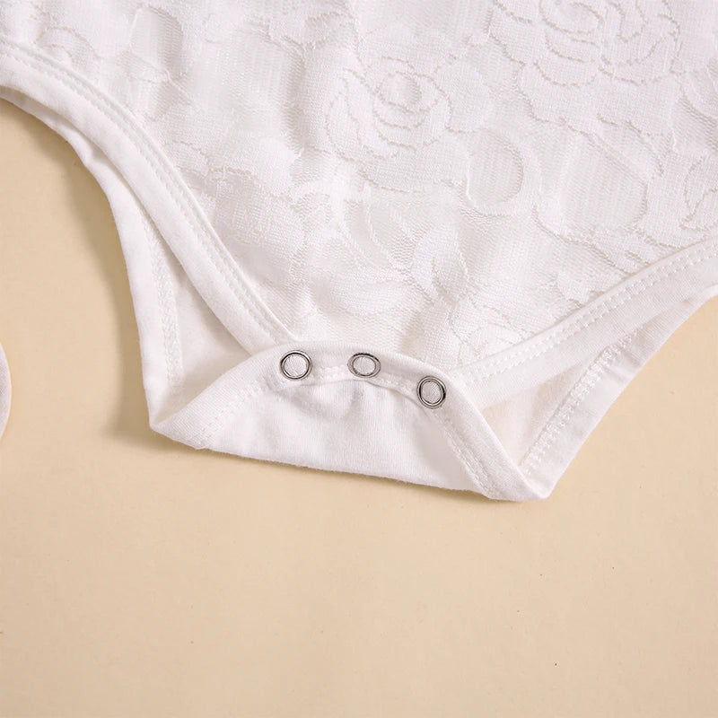 Pudcoco Tenue d'été pour bébé fille avec manches à volants et imprimé lettres, barboteuse en dentelle, jupe tutu et bandeau, vêtements pour nouveau-né