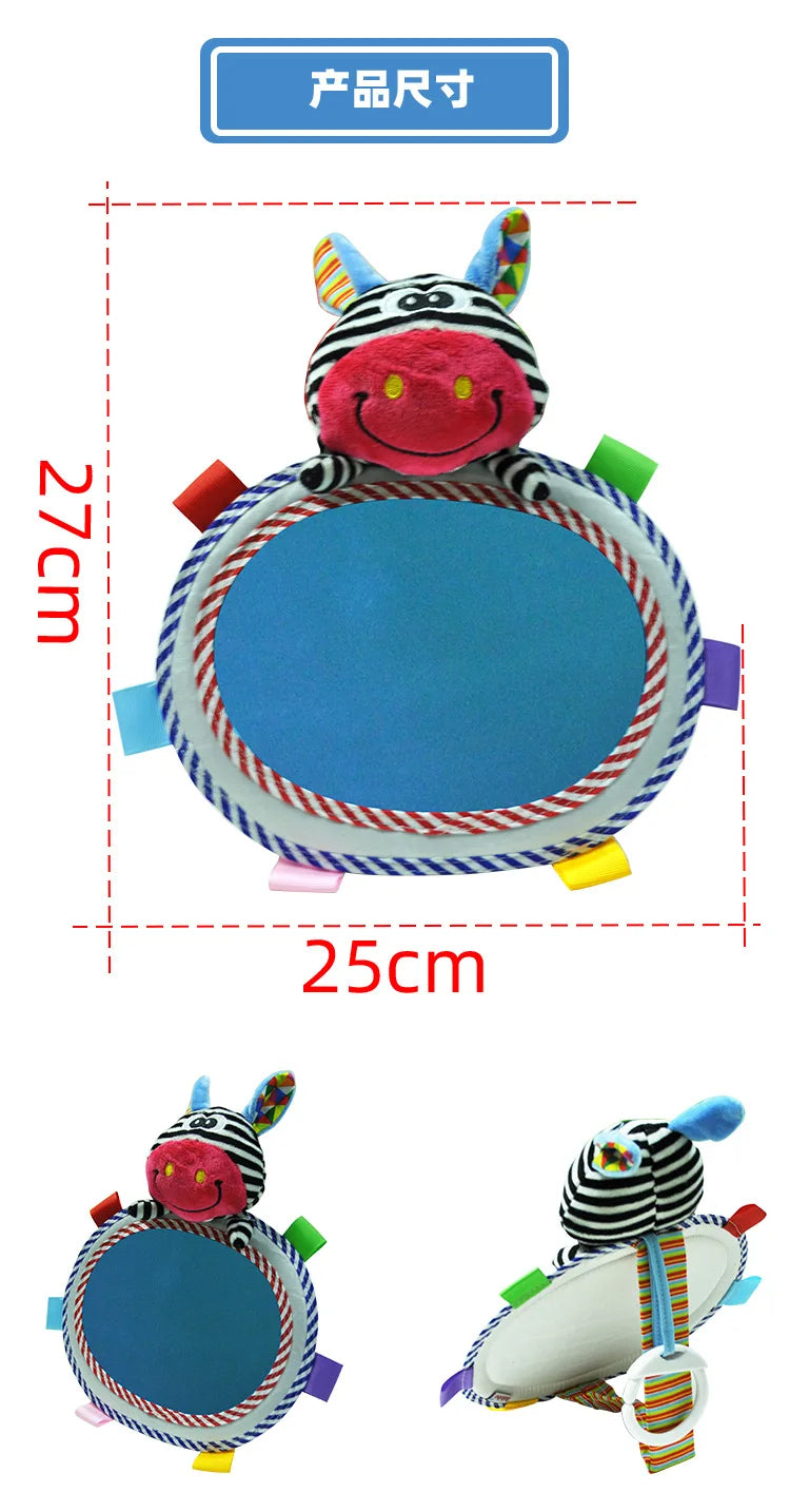 Baby Car Mirror Back Seat Rear View Mirror Cartoon Animal Plush Toys Adjustable Rear Facing Mirrors for Baby Stroller Toys