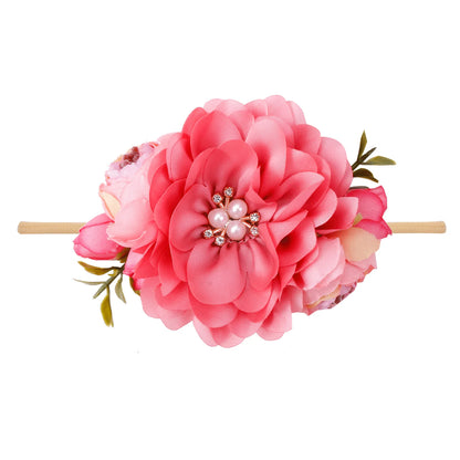 Baby Princess Flower Headband Girl's Floral Head Band Girl Flower Fontanelle Hair Dressing Headbands with big flower for party
