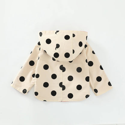 Veste bébé bébé fille coupe-vent printemps et automne nouvelle veste à capuche double face à pois pour enfants veste bébé garçon