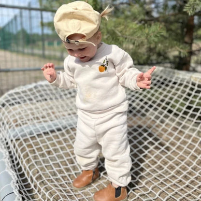 Ensemble de vêtements d'hiver pour bébé garçon et fille, sweat-shirt et pantalon en polaire épaisse brodée de fleurs, survêtement chaud pour enfant, tenue unisexe pour tout-petits, 2025