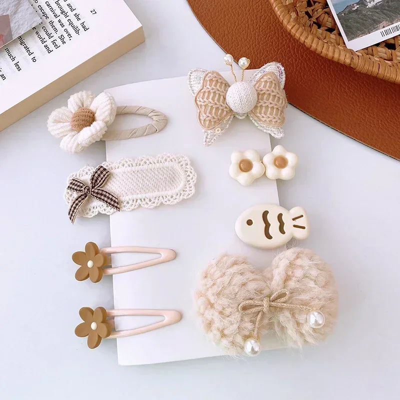8Pcs/Set Bows Floral Baby Hair Clips Hair Accessories Girls Kids Star Flower Hairpin Headdress Toddler Headwear Birthday Gifts