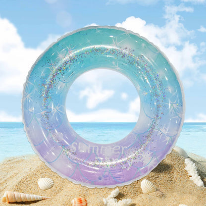 1pc Sequin Starry Sky Swimming Ring Thickened PVC Inflatable Swim Circle For Beach Pool Parties