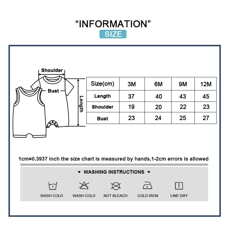 2 pièces été mignon bébé garçon fille combinaisons tissu confortable 0-9 mois nouveau-né barboteuse sans manches vêtements pour bébé