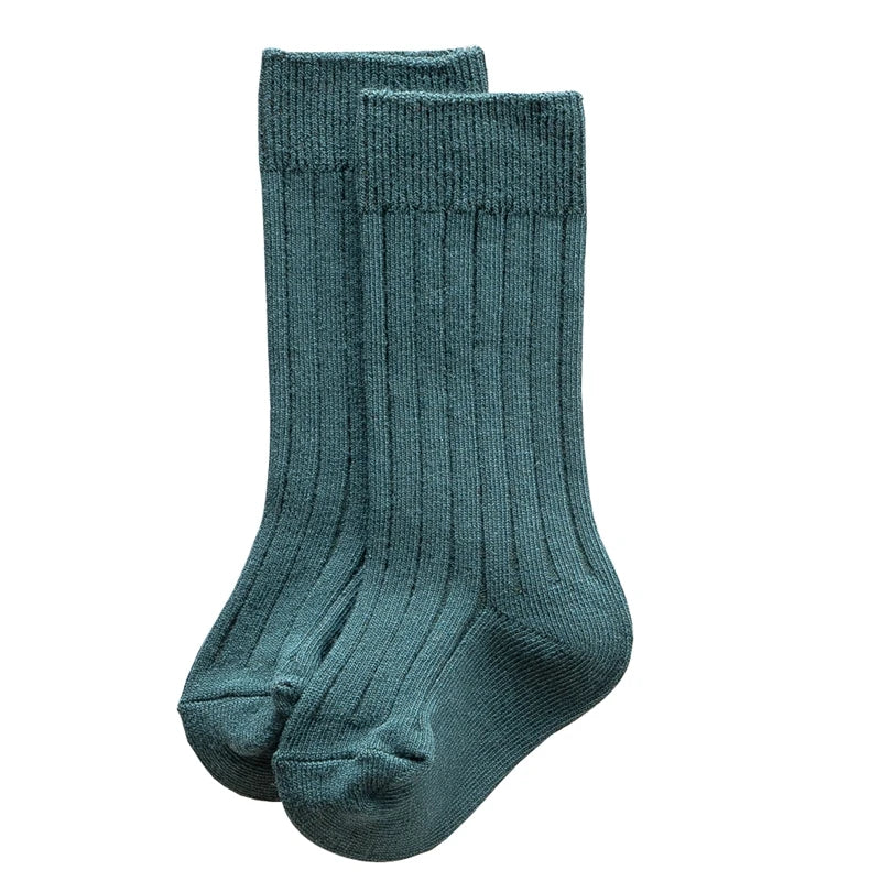 Chaussettes tendance en coton pour nouveau-né, couleur bonbon unie, longues, pour enfants, filles et garçons