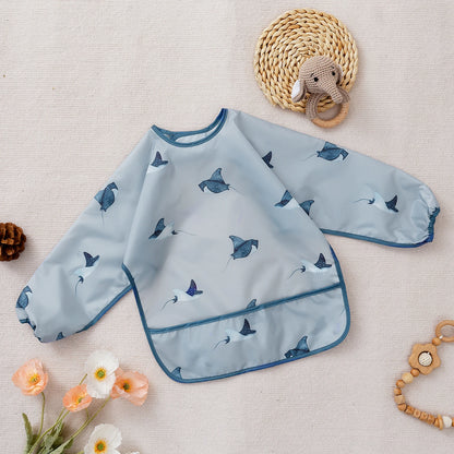 Kangobaby #My Soft Life#Waterproof Baby Long Sleeve Feeding Bib Fashion Full Body Cover