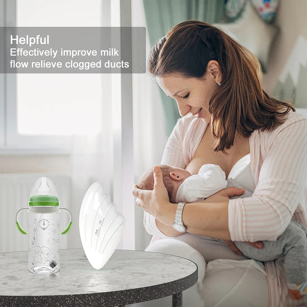 Masseur d'allaitement chauffant, masseur électrique en silicone souple pour les seins obstrués, améliore le flux de lait post-partum.