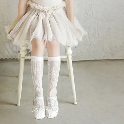 Lot de 3 paires de bas princesse blancs à volants en dentelle pour fille, chaussettes d'été en maille fine et respirante pour enfants de 3 à 12 ans