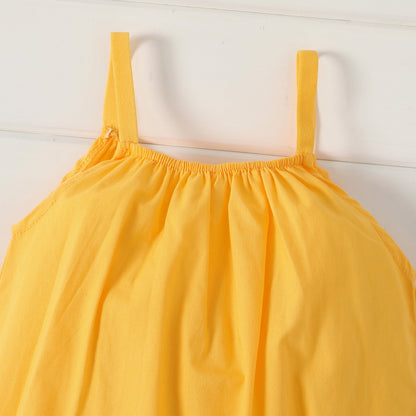 PatPat Salopette ample 100 % coton pour bébé fille, couleur unie, sans manches, bretelles spaghetti, sarouel, douce et confortable