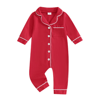Barboteuse pour bébé garçon et fille, pyjama patchwork, col rabattu, boutons, manches longues, combinaison pour nourrisson, vêtements de nuit printemps-automne