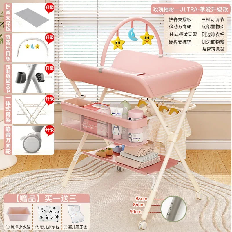 Baby Multifunctional Nursing Table, Foldable Diaper Table, Baby Bathing and Touching Table, Newborn Baby Diaper Changing Table