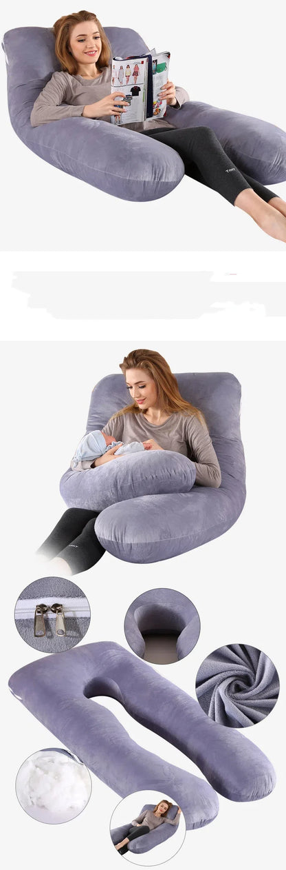 Oreiller de maternité en forme de U, oreiller de soutien de la taille, oreiller de couchage latéral, oreiller de grossesse démontable