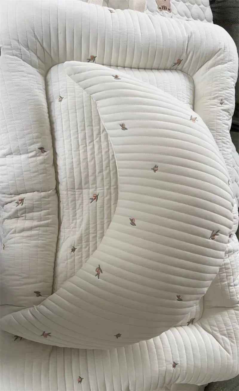Ins Newborn Baby Nursing Pillow Baby Embroidered Pillow Pure Cotton Moon Cushion Children's Bed Pillow Removable and Washable