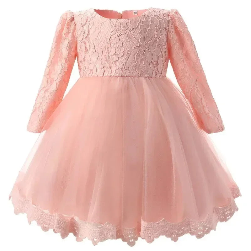 Robes de princesse à manches longues pour nouveau-né, tenue de fête, de mariage, de baptême, de fête ...