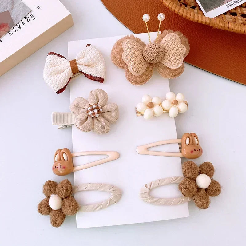 8Pcs/Set Bows Floral Baby Hair Clips Hair Accessories Girls Kids Star Flower Hairpin Headdress Toddler Headwear Birthday Gifts