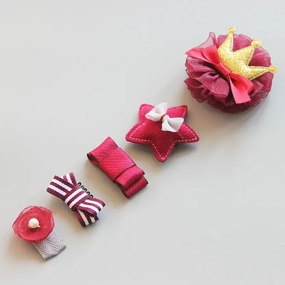 5Pcs/Set Baby Hair Clips Cute Girl Bows Crown Hair Clips Kids Child Baby Hairpins Barrettes Haarspeldjes Baby Hair Accessories
