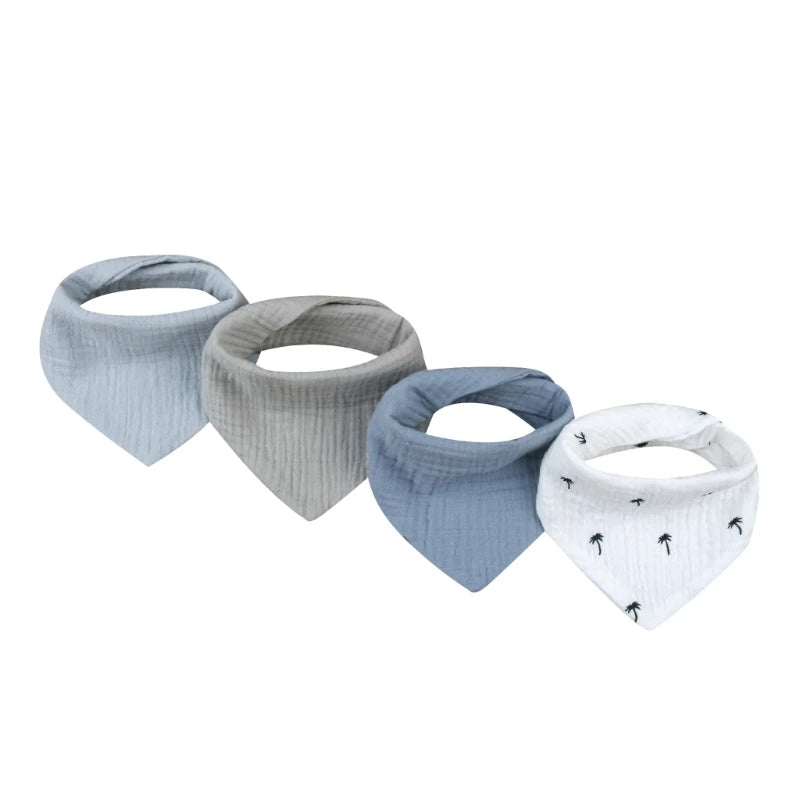 4Pcs/pack Infant Drooling Bib Print Burp Cloths for Baby Cotton Saliva Towel G99C