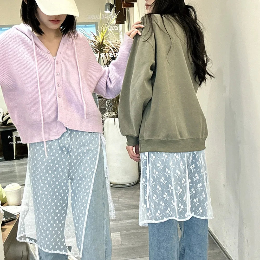 Jupe Harajuku à lacets superposés en dentelle pour femme
