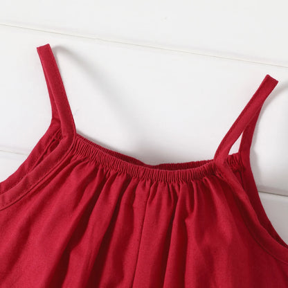 PatPat Salopette ample 100 % coton pour bébé fille, couleur unie, sans manches, bretelles spaghetti, sarouel, douce et confortable