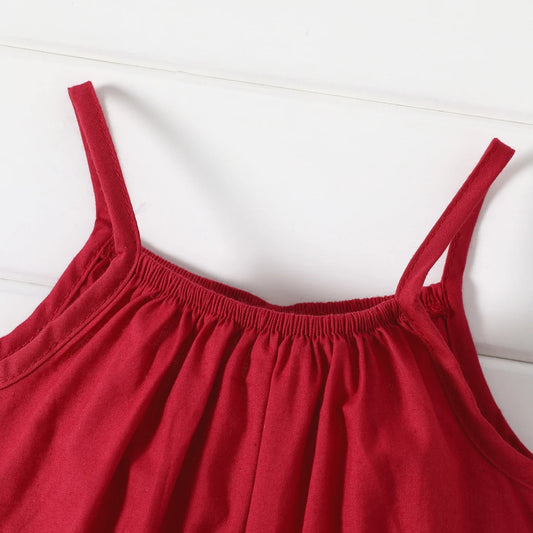 PatPat Salopette ample 100 % coton pour bébé fille, couleur unie, sans manches, bretelles spaghetti, sarouel, douce et confortable