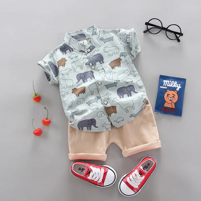 Ensemble de vêtements décontractés pour bébé garçon, haut et short, 2 pièces, été 2024
