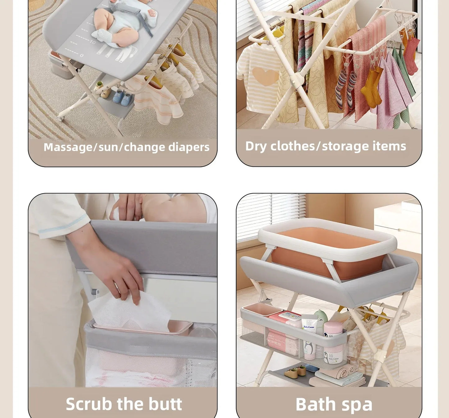 Baby Multifunctional Nursing Table, Foldable Diaper Table, Baby Bathing and Touching Table, Newborn Baby Diaper Changing Table
