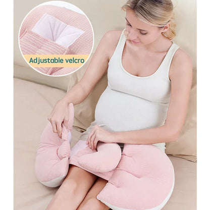 Oreiller de grossesse PANGDUBE avec 1 pièce gratuite Un oreiller auxiliaire Oreiller de soutien de la taille en coton pour les femmes enceintes Oreiller de corps endormi