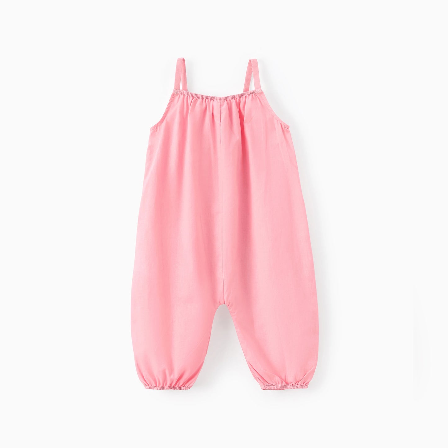 PatPat Salopette ample 100 % coton pour bébé fille, couleur unie, sans manches, bretelles spaghetti, sarouel, douce et confortable