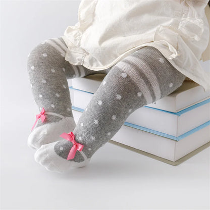 Lot de 4 paires de collants tricotés moulants pour bébé fille, en coton imprimé, pour nouveau-né, décontractés, de 0 à 12 mois