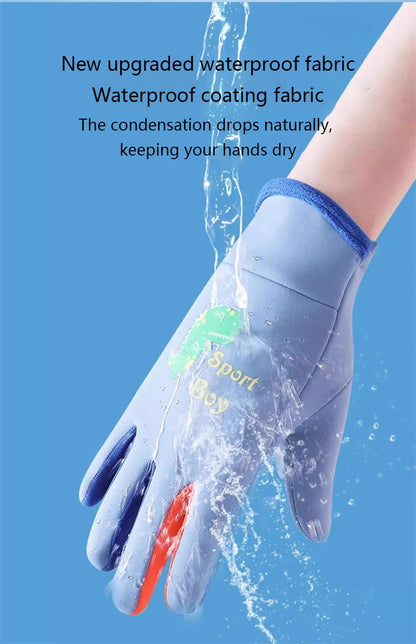 Winter Children's Gloves Cartoon Dinosaur Fluorescence Cycling Kids Warm Sports Skiing Windproof Waterproof Boys Girls Gloves