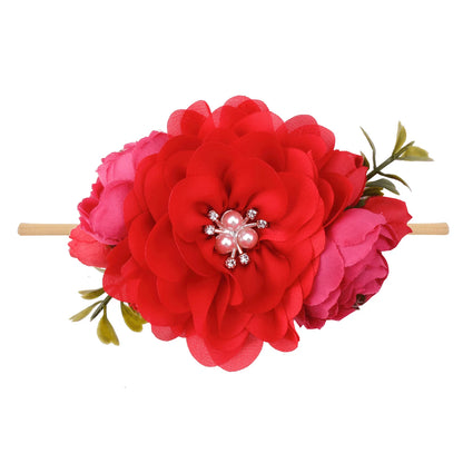 Baby Princess Flower Headband Girl's Floral Head Band Girl Flower Fontanelle Hair Dressing Headbands with big flower for party