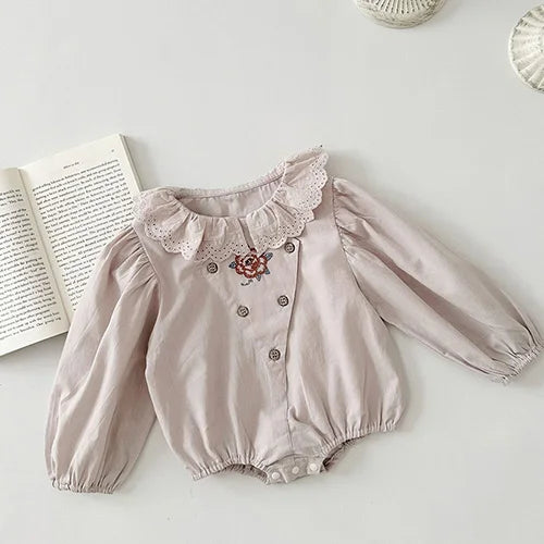 Barboteuse à manches longues pour bébé fille, nouvelle collection automne 2024, en coton imprimé, combinaison pour bébé fille de 0 à 24 mois