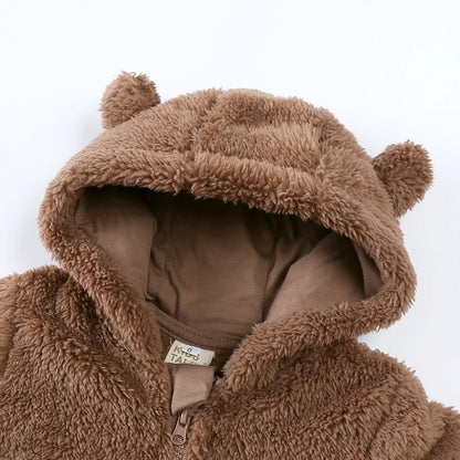 Barboteuse d'hiver épaisse en coton pour bébé, combinaison chaude à manches longues pour fille de 0 à 24 mois, pyjama à capuche en polaire pour nouveau-né garçon, 2025