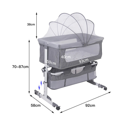 3-In-1 Baby Bed, Baby Cradle With Mosquito Net, Travel Bed With Mattress, Adjustble, With Storage Basket, Baby Mobile Nest