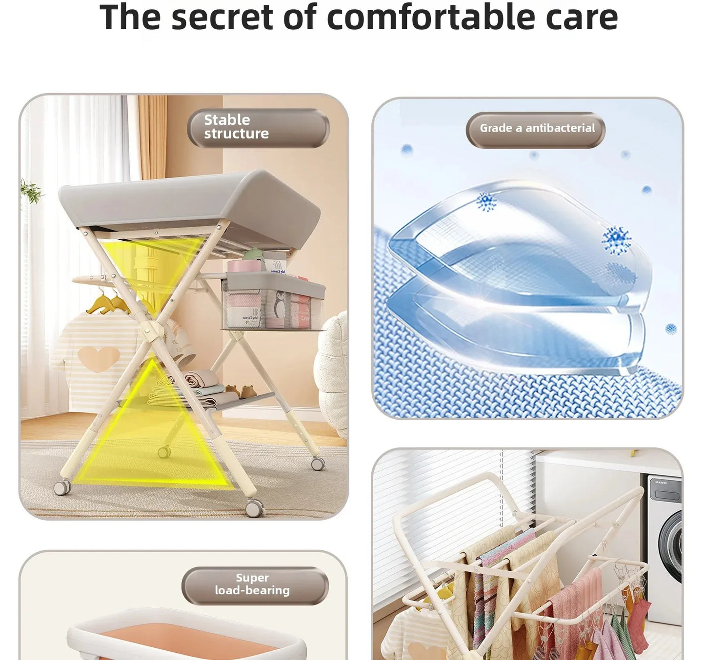 Baby Multifunctional Nursing Table, Foldable Diaper Table, Baby Bathing and Touching Table, Newborn Baby Diaper Changing Table