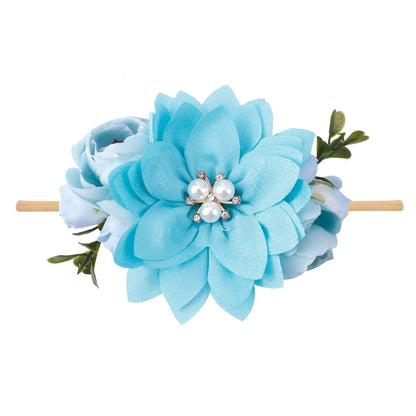 Baby Princess Flower Headband Girl's Floral Head Band Girl Flower Fontanelle Hair Dressing Headbands with big flower for party