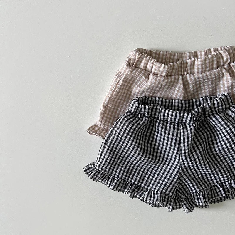 Milancel 2024 Ensemble de vêtements d'été pour bébé, t-shirt à carreaux et short pour tout-petit, 2 pièces, vêtements d'extérieur pour filles