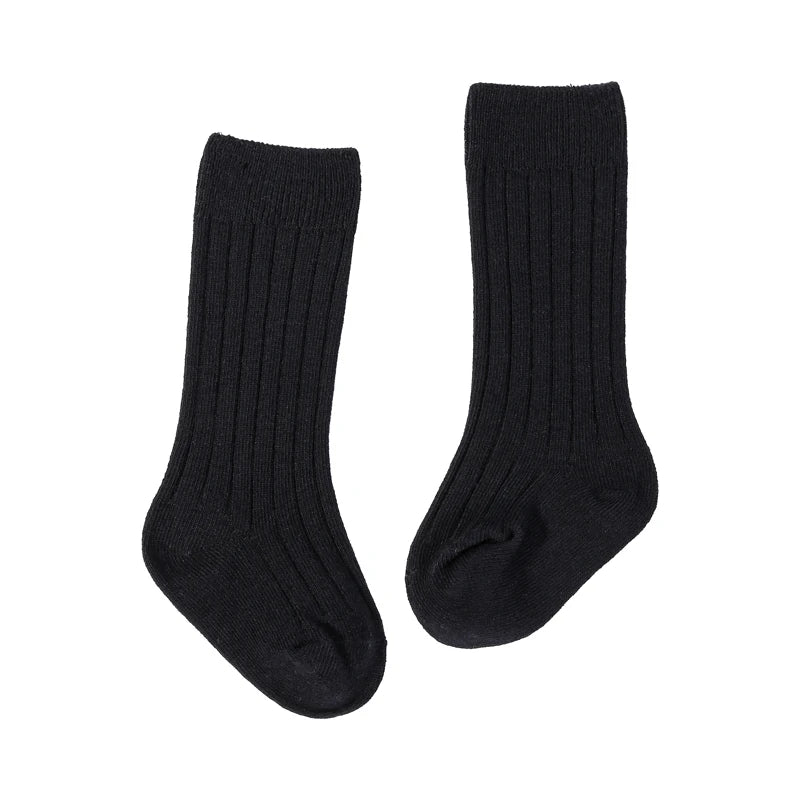 Chaussettes tendance en coton pour nouveau-né, couleur bonbon unie, longues, pour enfants, filles et garçons