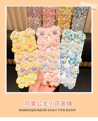 10Pcs/Set New Baby Girl Cute Colors Flower Hair Bands Ponytail Holder Chilren Soft Scrunchies Rubber Kid Hair Accessories