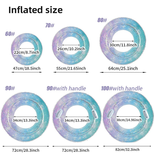 1pc Sequin Starry Sky Swimming Ring Thickened PVC Inflatable Swim Circle For Beach Pool Parties