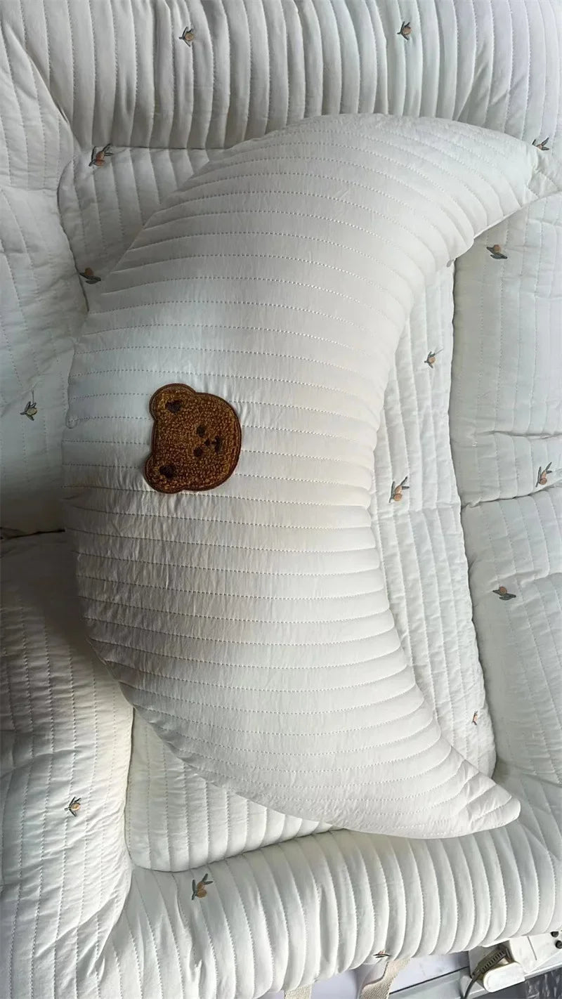 Ins Newborn Baby Nursing Pillow Baby Embroidered Pillow Pure Cotton Moon Cushion Children's Bed Pillow Removable and Washable