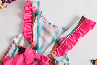 Maillots de bain pour bébé fille, ensemble bikini d'été, protection solaire, mignon, floral, pour tout-petits, maillots de bain une pièce pour la plage