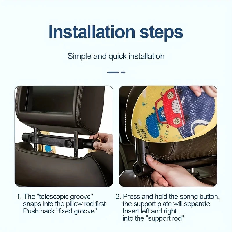 Car Headrest Pillow for Kids, Cartoon Road Pal Headrest, Adjustable Car Seat Head Neck Support, U Shaped Car Sleeping Pillow