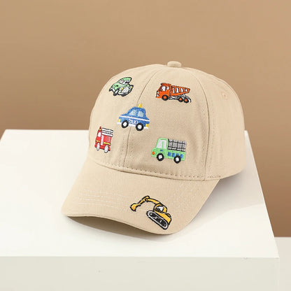 Children 's Sports Hats School Baby Boys Baseball 2025 Summer Embroidered Vehicles Outdoor Kids Caps for 2-8Years Adjustable