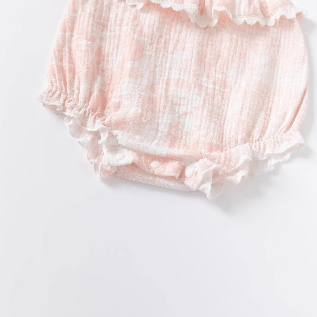Barboteuse pour bébé fille, barboteuse à volants, col à volants, motif floral, vêtements de princesse pour nouveau-né